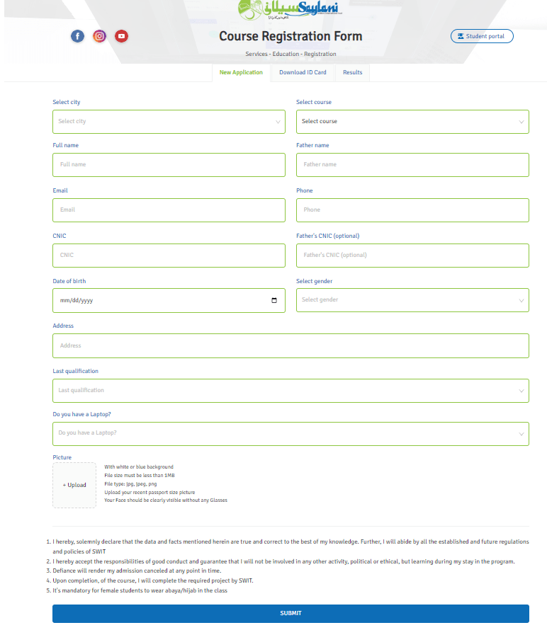 Saylani-Education-Courses-Registration-Form