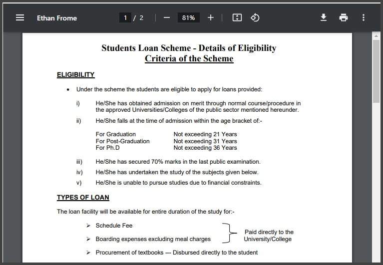 NBP-Student-Loan-Details