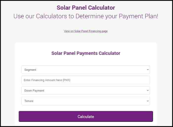 Meezan-Bank-Solar-Financing-Calculator