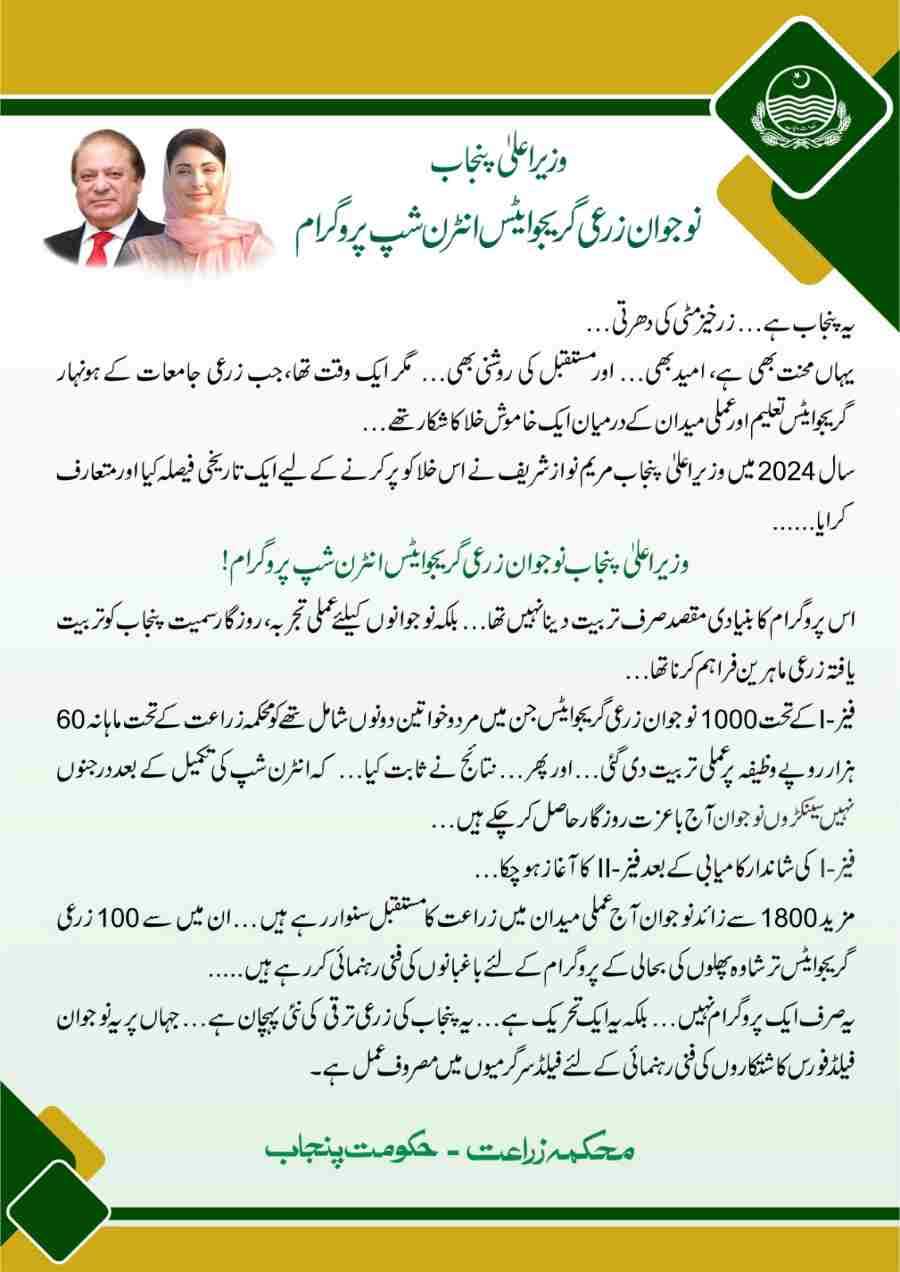CM Punjab Agriculture Internship Program 2026 (60K/Month) 2 Maryam-Nawaz-Agriculture-Internship-Program