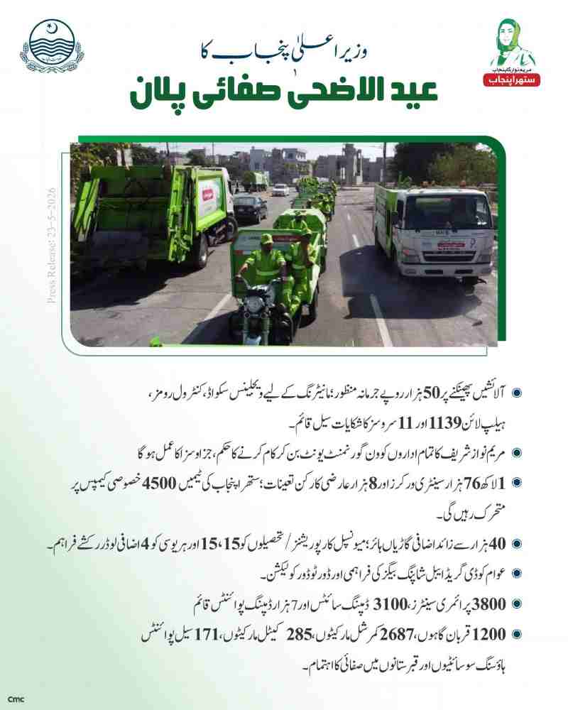 Suthra Punjab Grand Cleanliness Operation For Eid-ul-Adha (By Maryam Nawaz) 2 Maryam-Nawaz-Suthra-Punjab-Grand-Cleanliness-Operation-For-Eid-ul-Adha